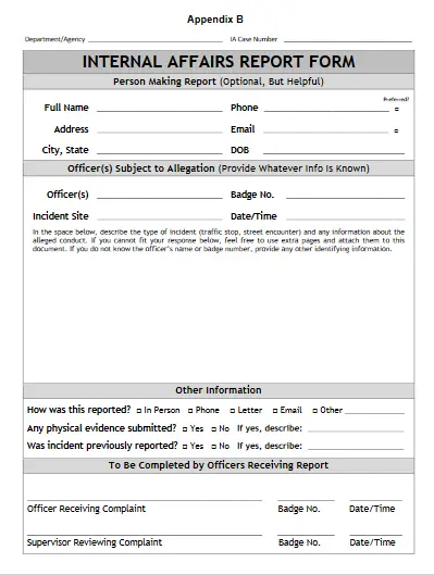 Sample IA Report Form